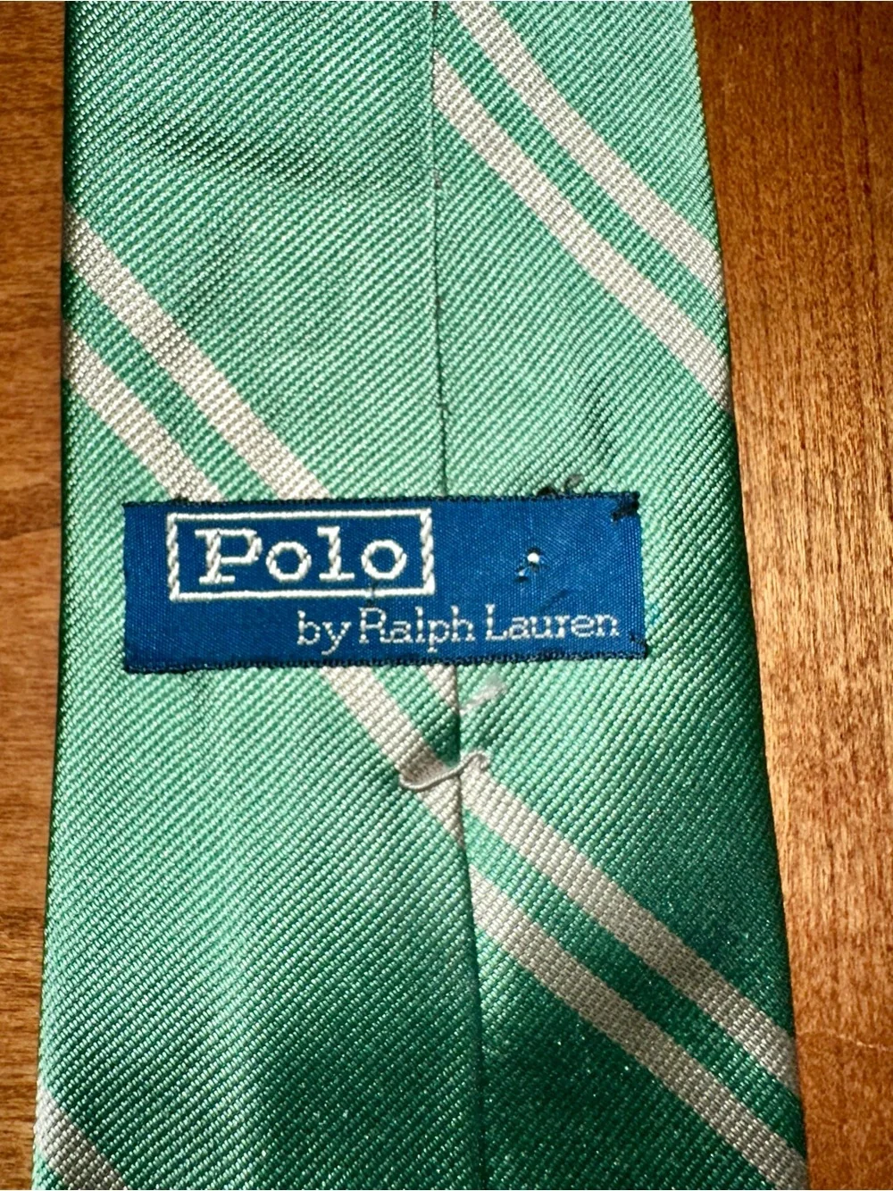 Polo by Ralph Lauren Seafoam Green Tie with Cream Diagonal Stripes